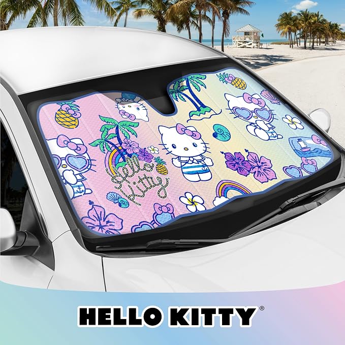 Hello Kitty Car Windshield Sun Shade - Officially Licensed Sanrio Cute Car Accessories for Women - Hello Kitty Accessories Sunshade for Front Windshield - Summer Sunshield Cars Window Shades - Image 2