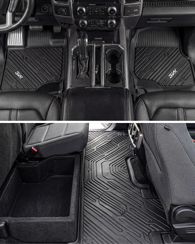 3W Floor Mats (with Metal Pedals) & Box Mat Fit for Ford F150 2015-2026 | F-150 Lightning 2022-2025 SuperCrew, TPE All Weather Car Mats Custom Fit Accessories - Image 9