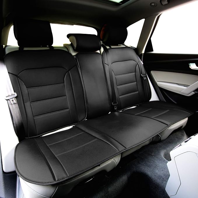 FH Group Car Seat Cover Cushion - Rear Seat Covers for Cars Trucks SUV, Faux Leather Car Seat Cushions, Waterproof Car Seat Cover Cushion, Universal Fit Car Seat protector Rear Set Black - Image 4