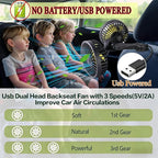 Car Backseat Fans for Backseat Kids, Usb Car Headrest Fan for Car Back Seat | (No Battery) - Image 5