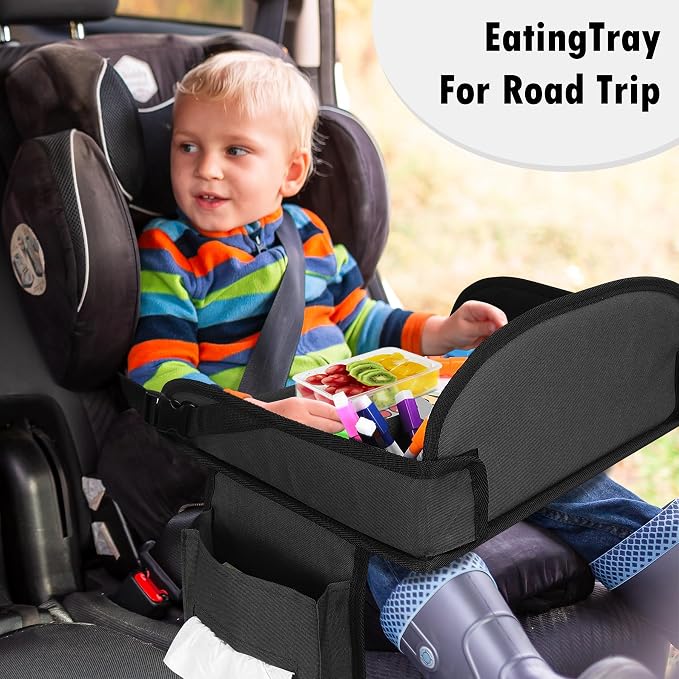 Kids Travel Tray for Toddler Car Seat, Road Trip Activities for Kid | Road Trip Essentials Accessories Lap Tray with iPad Holder Stand & Dry Erase Board as Travel Gifts for Kid,2PC - Image 11