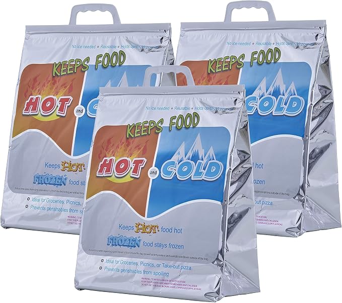 Superio Hot and Cold Insulated Bags for Food Delivery, Grocery Shopping Bags, Food Storage for Hot and Frozen Food for Travel, Disposable Cooler Bag, Reinforced Thermal Lunch Bag (3, 13"x7"x15.5") by Superio