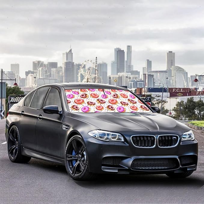 CHILL·TEK Funny Animal Car Windshield Sun Shade Umbrella, Cute Donuts Car Sun Shade Umbrella, Block UV Rays Heat Foldable Windshield Umbrella Sun Visor Protector - Keep Vehicle Cool for Cars SUV - Image 8