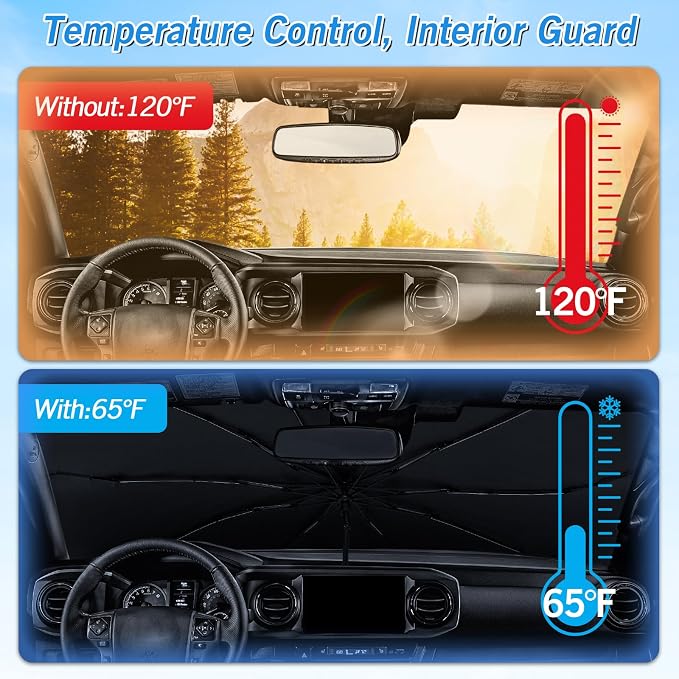 KUST Windshield Sun Shade Umbrella for Toyota Tacoma Double Cab 2016 2017 2018 2019 2020 2021 2022 2023 Rear Window Shades 100% UV Protection and Blackout Privacy 5PCS Car Window Covers Accessories - Image 6