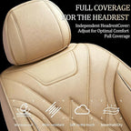 for Subaru Ascent 2019-2025 2026 Car Seat Covers, Full Set, Beige | Luxury Full Coverage Leather Seat Protectors, Waterproof Breathable, Non-Slip, Easy to Install, Airbag Compatible, All-Season - Image 3