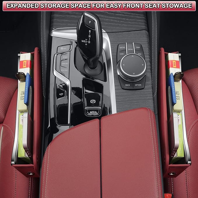 HOLDCY Car Seat Gap Filler Organizer - Leather Console Side Pocket Seat Storage - Stylish and Practical Car Accessories for Cars,SUV,Truck (Red - 1 Pack) - Image 7