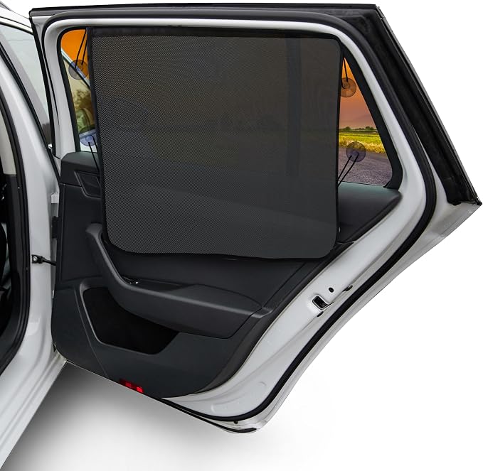 EcoNour Magnetic Car Sun Shade Side Window (2 Pack) | Rear Window Sun Shade | Blocks Harmful UV Rays | Ensures Privacy Protection | Baby Travel Accessories | Magnetic Curtain for Baby and Kids by EcoNour