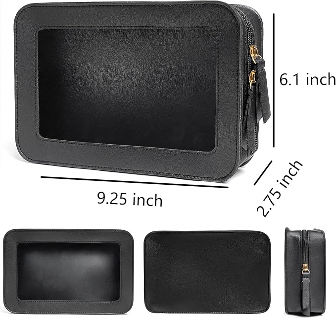 Clear Makeup Bag, Black Travel Makeup Pouch Toiletry Bag for Women Waterproof Small Cosmetic Bag Case Small Make Up Bag with Zipper Car Organizer Car Essentials for Women Men - Image 6