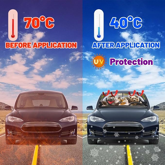 Socira Funny Bear Car Window Shades Windshield Sun Shade Umbrella | Foldable Bear Sunshade for Front Window Auto Windshield Sunshade Covers Bear Car Accessories 57'' X 30'' - Image 7