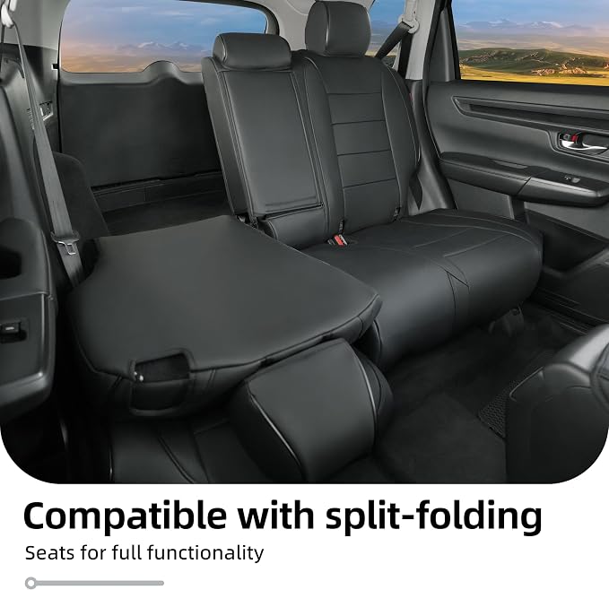 Lolcar CRV Seat Covers Custom Fit for Honda CRV 2023 2024 2025 2026 Leather Car Seat Cover Full Set for Trucks SUV,Waterproof Car Seat Cushion,Faux Leather (Black) - Image 8