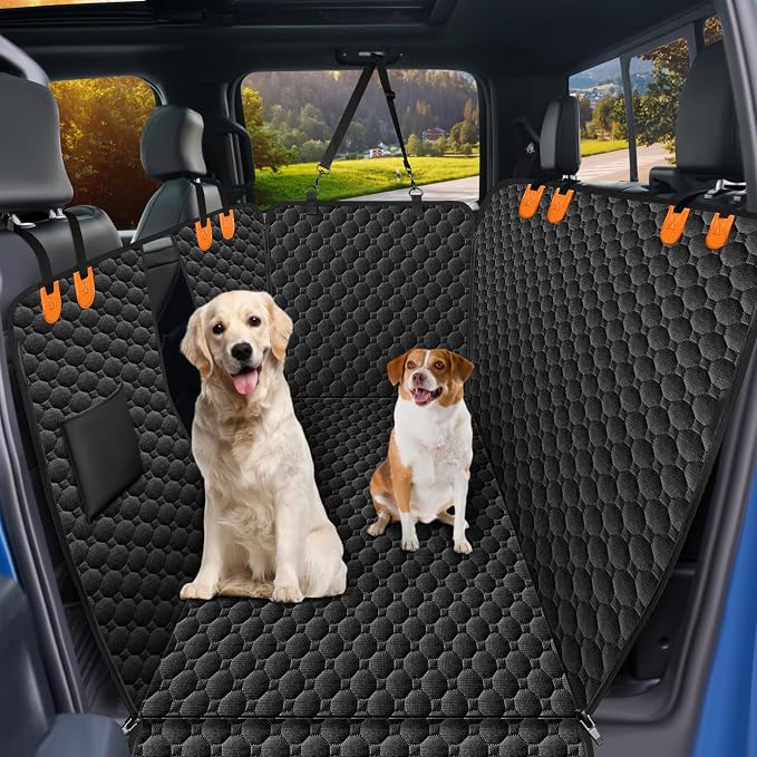 Mancro Waterproof Dog Hammock for Truck, Compatible with F150/RAM, Orange | Visible Mesh Window,Great Gift,Storage Pockets,Effortless Cleaning, designed for full-size trucks, water-resistant polyester by Mancro