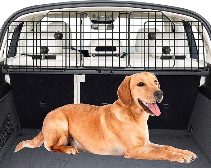 Dog Car Barrier for SUVs, Van, Vehicles, Adjustable Large Pet Barriers, Universal Fit Heavy-Duty Wire Mesh Dog Guard, Pet Divider Gate for Truck Cargo Area, Safety Car Divider, 61.9 Inches by NOAMOO
