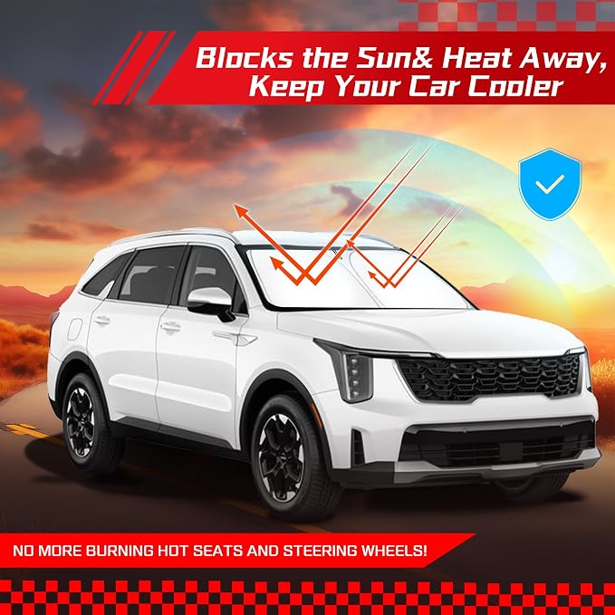 ARISMOTOR Windshield Sun Shade for Kia Sorento 2021-2025 2026 | Custom Fit, Foldable, Front Window Sunshade Sun Visor Protector, Block UV Rays, Keep Your Cooler - Image 7
