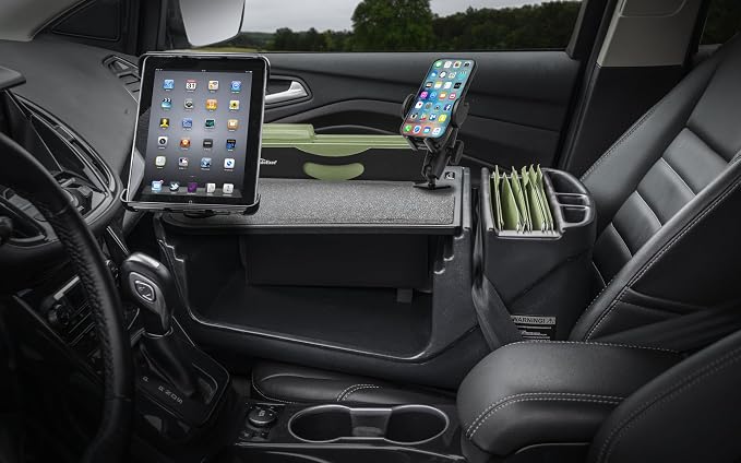 AutoExec AE-FMEF-PI-PM-TAB-BT Efficiency FileMaster Car Desk for Your Vehicle Workstation and Mobile Office, Black with 400 watt Power Inverter, Phone Mount and Tablet Mount | 400 Watt Power Inverter, Phone Mount, Tablet Mount, Vehicle Workstation and ... by AutoExec