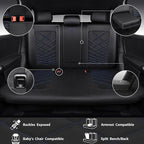 CAR PASS Luxury Nappa Leather Seat Covers Full Set, Water Resistant Faux Leather Seat Cover with Lumbar Support, Breathable Automotive Seat Covers Universal Fit for Sedan SUV Van Truck, Black Blue - Image 4