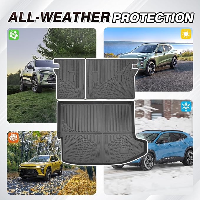 Sunsdrew Trunk Cargo Liner for 2024-2026 Chevy Trax Accessories, Rear Cargo Mat & Backrest Mats All Weather Protection Trunk Liner TPE Rubber Raised Edge - Image 7