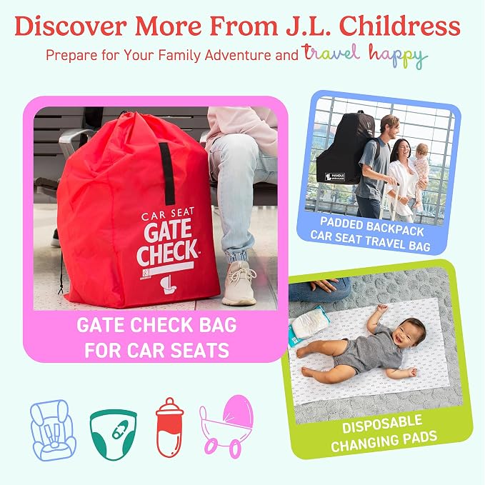 J.L. Childress Gate Check Travel Bag for Single & Double Strollers, Black | AirTag compatible Gate Check Bag keeps strollers clean, protected & easy to identify when airport gate checking - Image 10