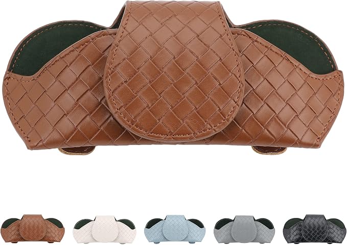 KINIVA Sunglasses Holder for Car Visor Leather Glasses Case with Clips for Car Visor Automotive Interior Visor Accessories Apply to All Car Models (09 Brown) by KINIVAFashionJewelry
