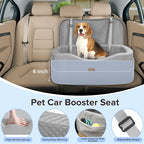 BLVRYVIO Large Dog Car Seat for Medium Sized Dogs Under 55lbs or 2 Smalls | Double Pet Booster Dog Seat for Car with 4" Memory Foam for Back Seat, Triple Safety Belts, Storage Pockets, Washable, Gray - Image 6