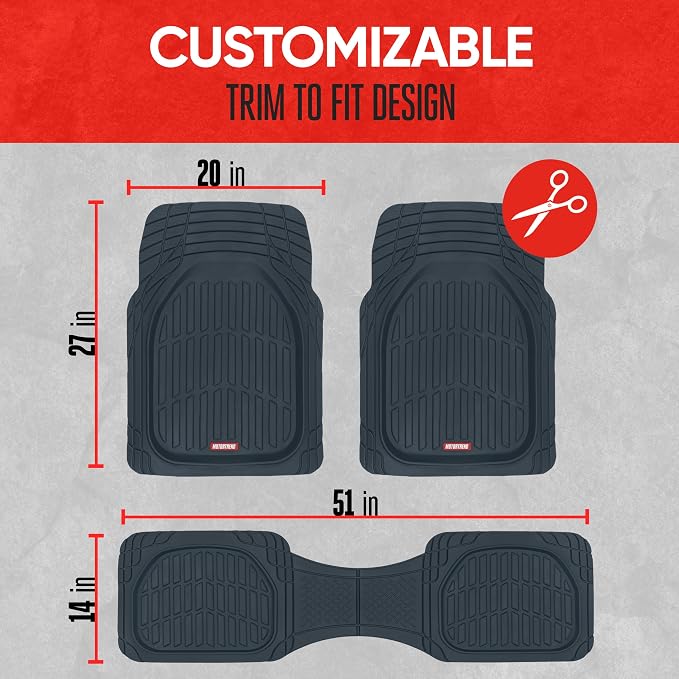 Motor Trend FlexTough Floor Mats for Cars, Blue Deep Dish All-Weather Car Mats, Waterproof Trim-to Fit Automotive Floor Mats for Cars Trucks SUV, Universal Floor Liner Car Accessories - Image 6