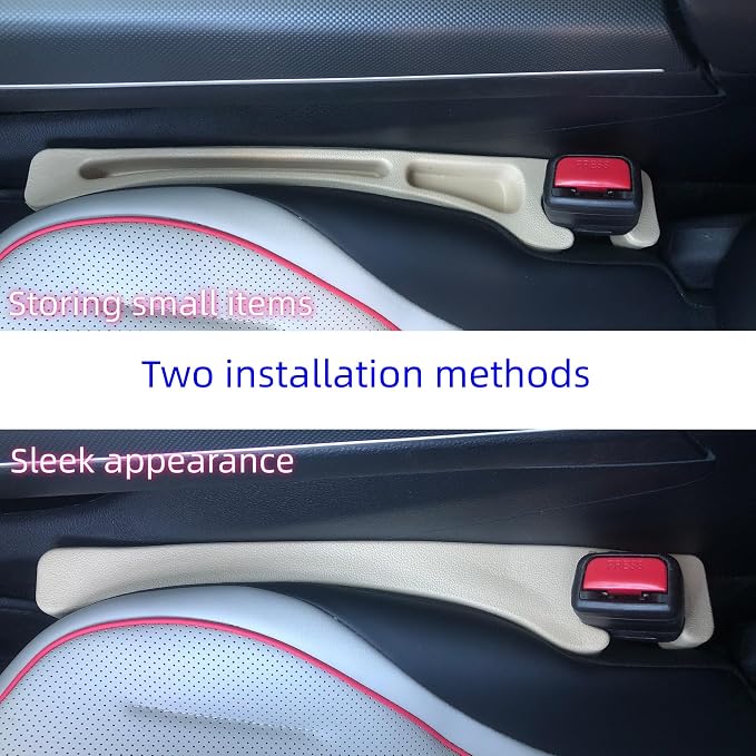 Car Seat Gap Filler Accessories,Storage Organizer Fit Car SUV Truck Fill The Gap Between Seat & Console Vehicle Console Side Pockets (Beige) - Image 2