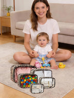 TSA Approved 5 Piece Diaper Bag Organizer Pouch Set, Waterproof Clear Toiletry Bag Travel Packing Organizer Bags Clear Makeup Pouch Cosmetic Case with Zipper Car Essentials Bag - Image 3
