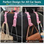 Amooca 4 Pack Anti-drop Headrest Hooks Adjustable Car Seat Organizer | Universal Fit with Clip, Hanger for Backpack Umbrella Water Bottle Coat Purses Handbags Groceries, 40lb Heavy Duty, Pink - Image 3