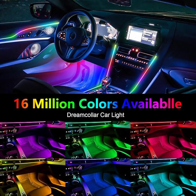 Dreamcolor Interior Car Lights, WEBUPAR Car Accessories 6 in 1 Car LED Strip Lights with APP Control and 213 Modes, 175 inches 593 LEDs Acrylic Fiber Optic Lights, RGB Neon Light Kits - Image 3