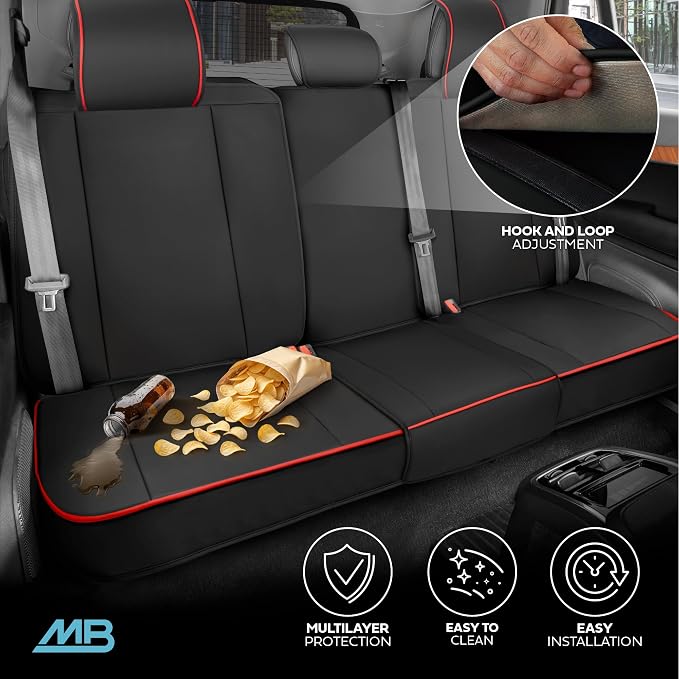 MotorBox Cabin King Crimson Trail Leather Seat Covers for Trucks & Cars | Black and Red Full Set Car Seat Covers, Waterproof Leather Seat Covers, Car Accessories, Seat Protector, Universal Fit - Image 7