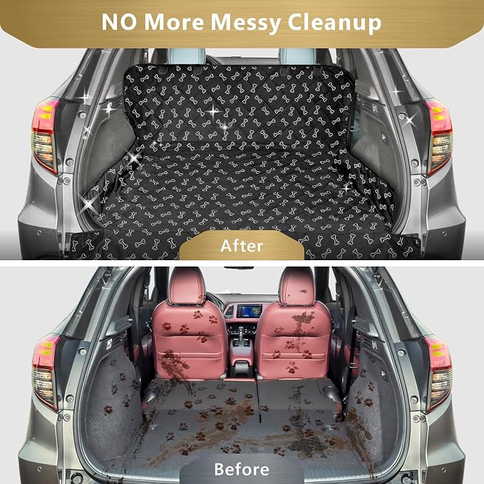 F-color SUV Cargo Liner for Dogs - Heavy Duty Trunk Cover for Midsize SUVs | Water Resistant Pet Cargo Cover with Bumper Flap, Non-Slip Trunk Mat, Dog Car Seat Cover Prevents Scratches Pet Hair Mud Dirt - Image 3