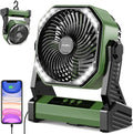20000mAh Battery Powered Camping Fan, 58Hrs Rechargeable Portable Fan, 400LM Light, 360° Hook, Whisper Quiet Battery Operated Fan for Outdoor Car Travel Gear Essentials Power Outages Co-brand AMACOOL by AddAcc