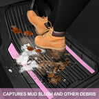 CAR PASS Heavy Duty Rubber Car Mats Metallic, Aluminum Film Cute All Weather Floor Mats Waterproof Universal Trim to Fit for SUV Sedan Van 4 Piece Deep Dish Two-Tone Sporty Black Light Pink Chrome - Image 2