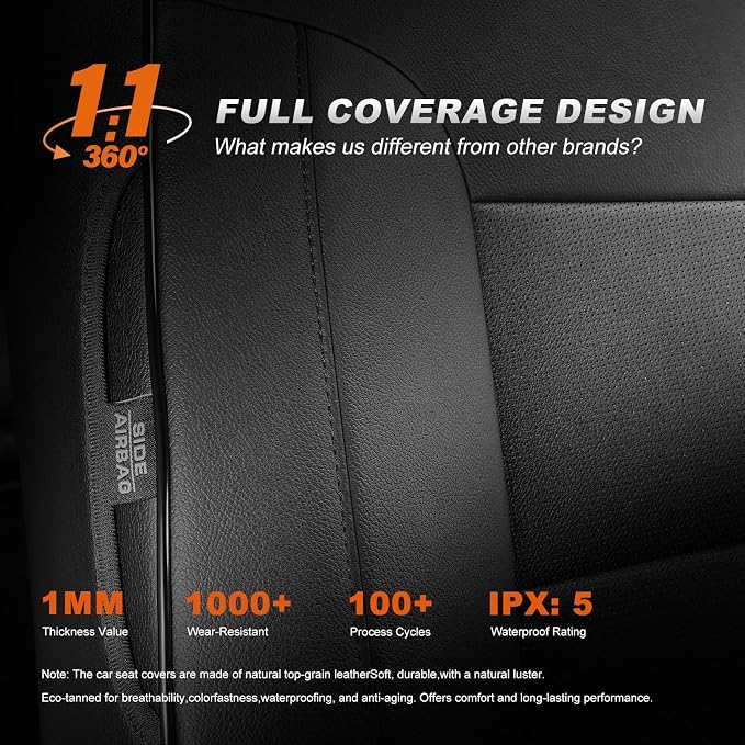 Custom Fit Seat Covers for Honda CRV 2017 2018 2019 2020 2021 2022 | CR-V Faux Leather Full Coverage Seat Cover Full Set Front & Rear Car Seat Protector(Black,5 Seats) - Image 8