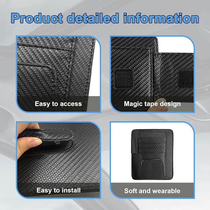 Augeny Car Sun Visor Organizer, Auto Visor Organizer and Storage, Registration and Document Holder, Vehicle Accessories for Sunglasses Document Card Pen Driver License (Carbon Fiber Black) - Image 3