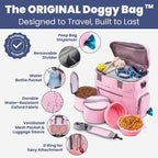 Rubyloo Original Doggy Bag™ Dog Travel Bag for Supplies with Travel Bowls | 2 BPA-Free Collapsible Bowls, 2 Pet Food Containers, TSA-Ready, Road Trips, Camping, Weekend Getaways, Doggy Gift, Lt. Pink - Image 2