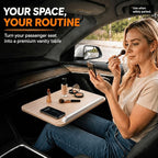 Adjustable Car Desk for Laptop, Portable SUV Workstation with Solid Wood Tabletop, 360° Swivel & Tilt Rotation, Height Adjustable Laptop Stand for Vehicle, Reading, Writing and Travel - Image 3