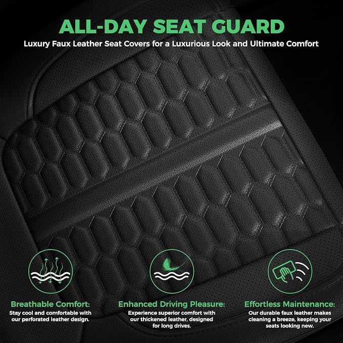 RIDEPOSH Custom Leather Seat Covers for Silverado/Sierra 1500 2014-2018 | Only Crew Cab, Fits 2500/3500HD 2015-2019, Jump Seat Cover(armrest storage only), Protective, Scratch-resistant, Easy-clean - Image 5