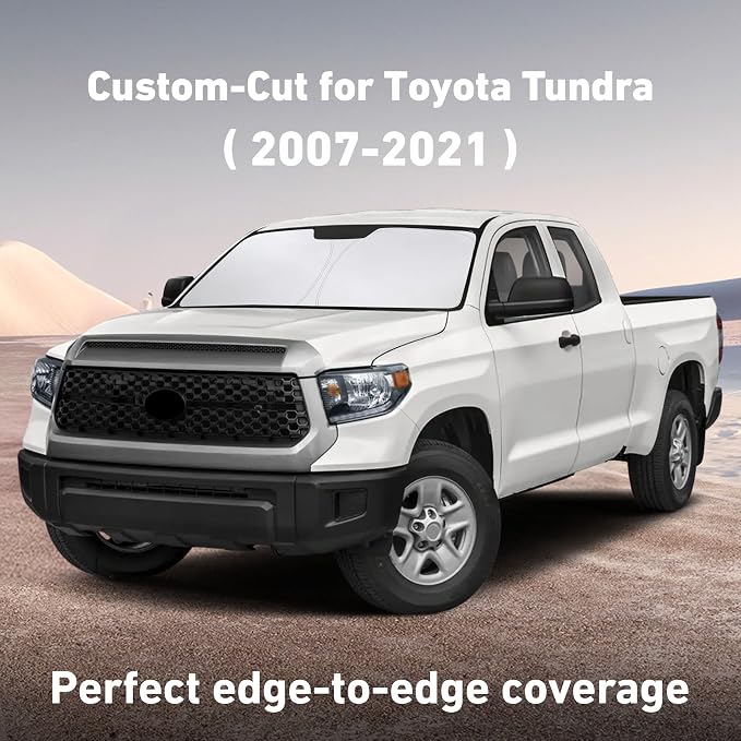 EcoNour Windshield Sunshade Compatible for Toyota Tundra 2007-2020 2021 | Sun Visor for Front Windshield & Window Sun Shade Cover, UV Heat Blocker & Protector, Car Accessories - Image 2