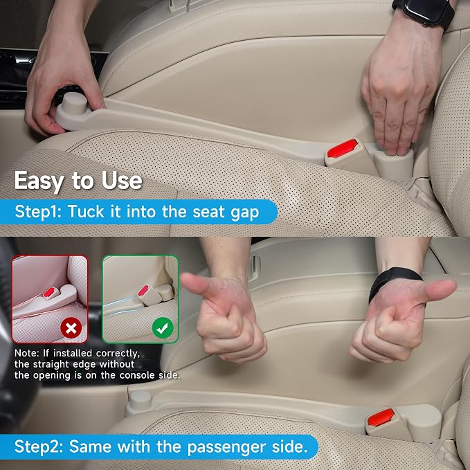 Givifive Car Seat Gap Filler Organizer 2Pack Soft Foam 3IN1 Multifunctional | Seat Side Gap Filler Strip with Slot & Hook Universal Fit Car SUV Truck Fill The Gap Between Seat & Console (Standard Ivory) - Image 9