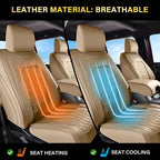 Coverado Premium Leather Truck Front Seat Covers – Custom Fit, Waterproof, Heavy Duty, Anti-Spill, Scratch Resistant Protector for Ford F150 2015-2026, F250-F450, Beige - Image 5