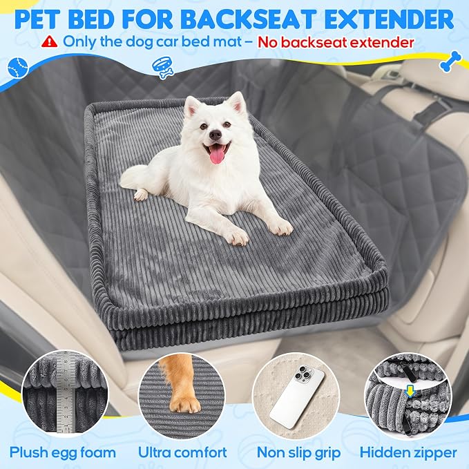 Loiion Dog Car Bed, Non-Slip Backseat Extender Pet Mat 50"x24.6"x2" | Removable, Washable Dog Bed With Waterproof Liner Protects Car Seats, Anti-Slip Travel Bed For Dogs - Image 4