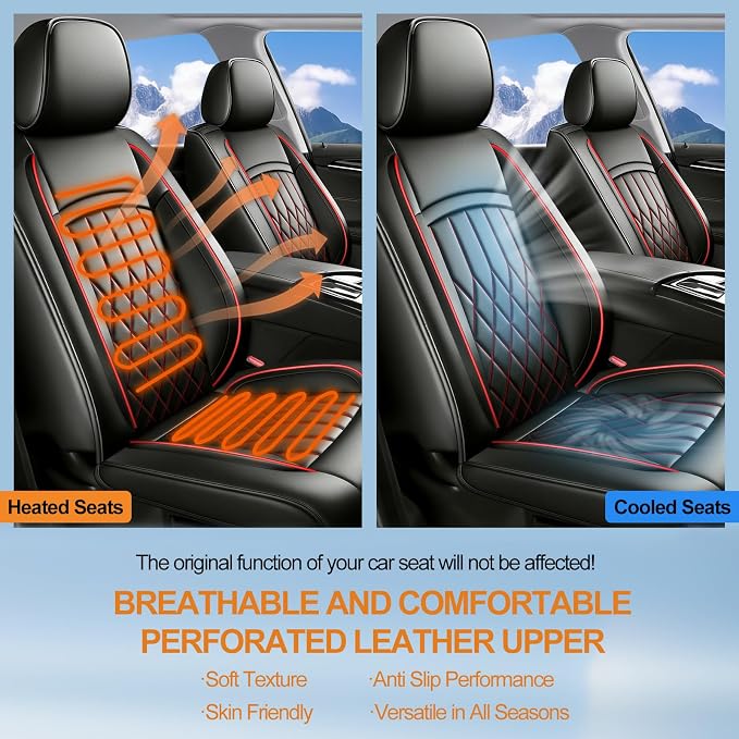 Fit for Prius Car Seat Covers Compatible with Toyota Prius 2001-2026 - Waterproof Breathable Leather Automotive Seat Cushions Protector,Airbag Compatible,Only 2 Front seat Covers(Redline) - Image 7