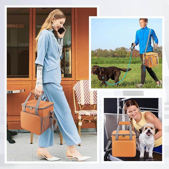 SMYV Pet Grooming Bag for Dog Grooming Supplies, Dog Tote Travel Bag for Pets Grooming Tools Kit Accessories - Orange - Image 6