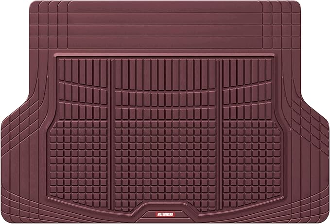 Motor Trend FlexTough Rear Cargo Mat – Heavy-Duty Trimmable Car Trunk Mat for Back of SUV, Universal Rear Cargo Liner for SUV, Flexible Trunk Liner, Automotive Floor Mats & Cargo Liners (Burgundy) by MotorTrend