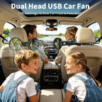 XOOL Car Fan for Backseat Kids, Dual Head USB Car Cooling Fans - 3 Speeds 360° Rotatable Rear Headrest Fans, 5V/2A Powerful Electric Air Circulation Fan for Vehicles SUV RV - Image 3