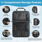 Car Backseat Organizer with Foldable Table Tray & Touchable Tablet Holder | Oxford Fabric,11 Large Capacity Storage Pockets.Kick Mat Protector for Family Road Trip Travel - Image 4