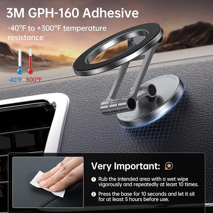Syncwire Fits MagSafe Car Mount Magnetic Phone Holder for Dash and Tesla | Strong Magnets, All Metal, Flexible 3 Axis, 360° Rotation, Dashboard and Screen Support, For iPhone 17 16 15 14 Pro Max - Image 4