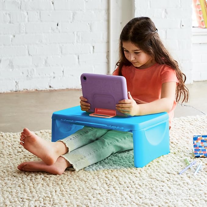 Hearthsong Foldable Lap Desk for Kids with Storage - Ideal Floor Desk for Drawing, Studying, Portable Folding Travel Lap Table, Versatile Bed Desk & Lap Tray (Blue-V2) - Image 2