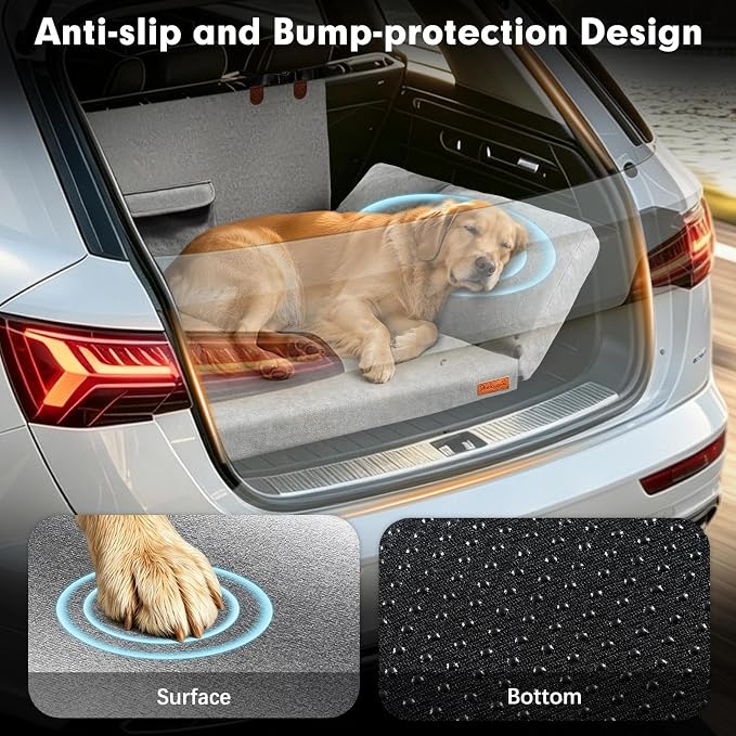 SUV Cargo Liner for Dog, Orthopedic SUV Dog Bed for Truck, Medium | Waterproof-coated 2-inch foam 6-inch side bolsters, bumper flap, storage pocket, non-slip backing for SUVs,25 x 30 in - Image 2