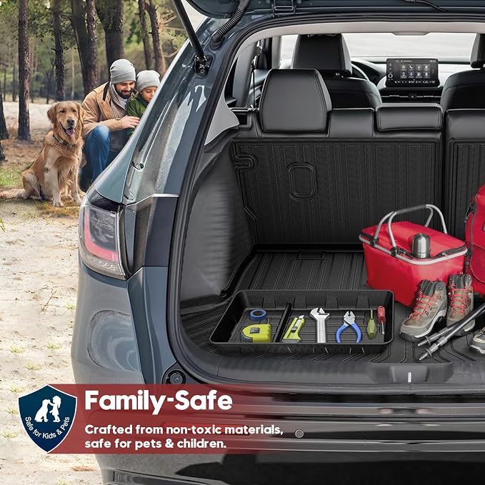 T TGBROS Floor Mats for Honda HRV HR-V 2023-2026 with Storage Box, All Weather TPE Floor Liner Set Front Rear Mats Trunk Cargo Liner Backrest Mat Organizer Full Set 7PCS - Image 5